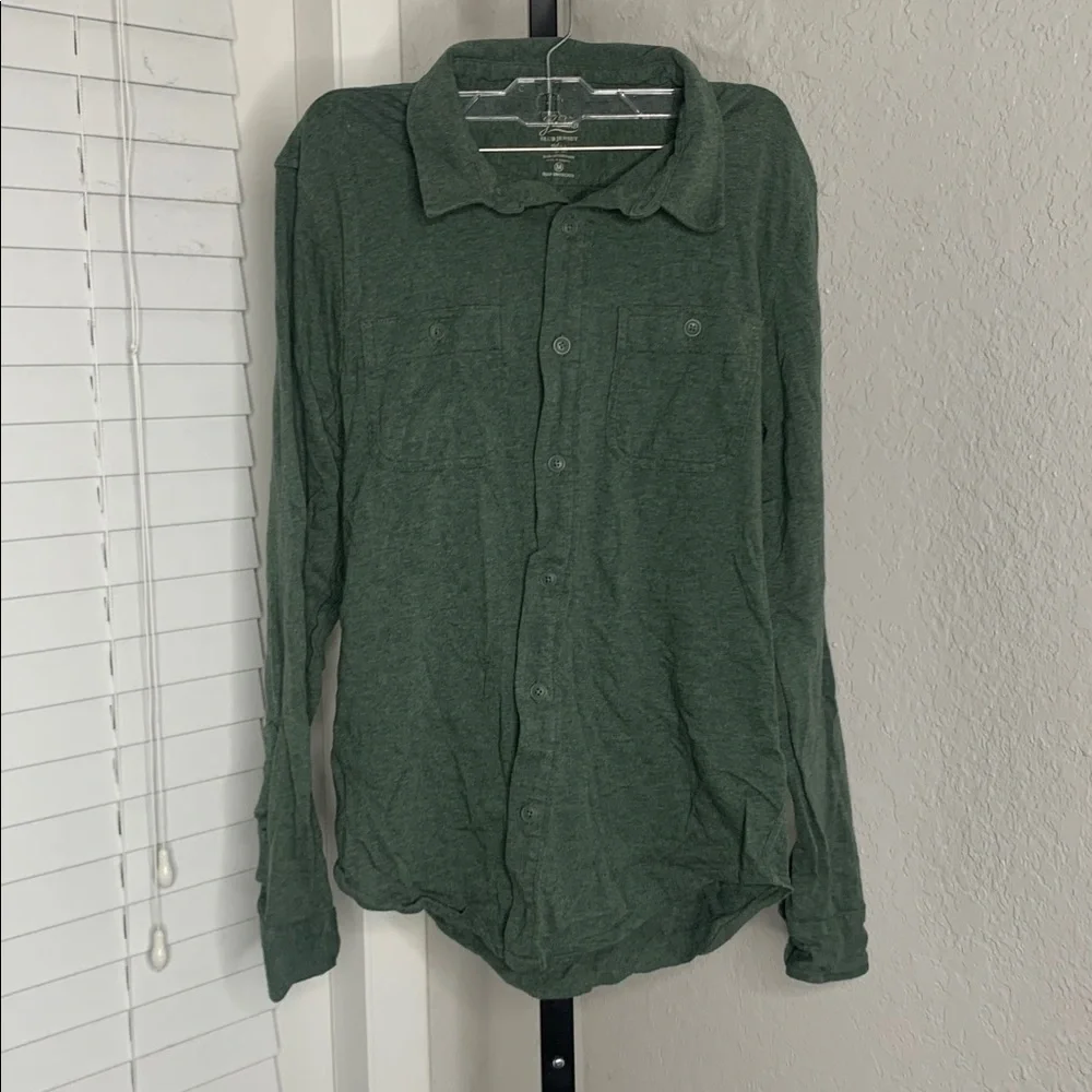 J Crew slub jersey cotton yarns Casual Button Down long sleeve slim untucked m - Picture 5 of 6